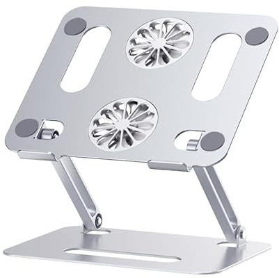NUOBESTY Soporte Refrigerador PortáTil Ajustable con Doble Ventilador Turbina De Gran DiáMetro Y Base Ventilada para Laptop Y Tableta Compatible Enfriador USB para Juegos Y Uso Diario