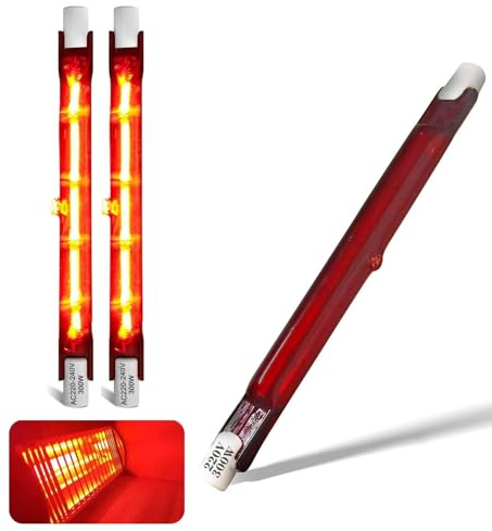 300W Infrarotlampe, 118mm R7S Infrarot Heizlampe 300LM, Rot Halogenstab Dimmbar, 300W Infrarot Heizung Halogen Lampe für Heatmaster U3, Ruby Halogenstäbe kein Flimmern, Quarz Wärmelampe, 3 Stück