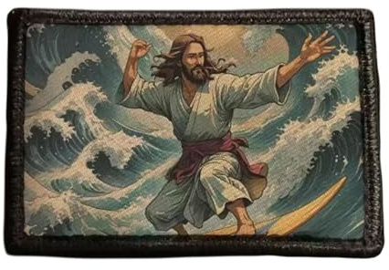 Jesus Great Wave Patch Aufnäher mit Klettverschluss Patch Klett Taktische Applikation Moral Militär Patches Aufkleber Für Kleidung Rucksäcke Mütze Jacke