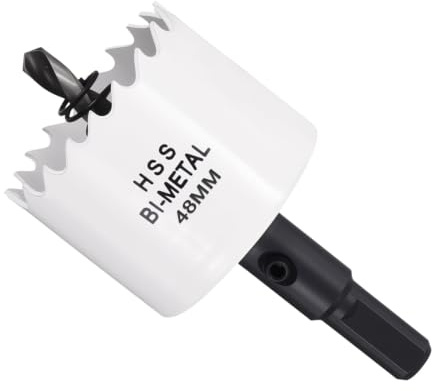 METALLIXITY Kit de Scie Cloche Bi-Métal 48mm (1-57/64), Fraise à Trou en Acier Rapide M42 avec Mèche Centrale, Clé Hexagonale et Ressort - pour Tôle Métallique, Bois, Blanc
