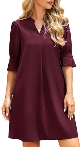 Enmain Vestiti Estivi Donna Elegante Abito Casual con Scollo a V e Maniche Corte a Volant e Tasche