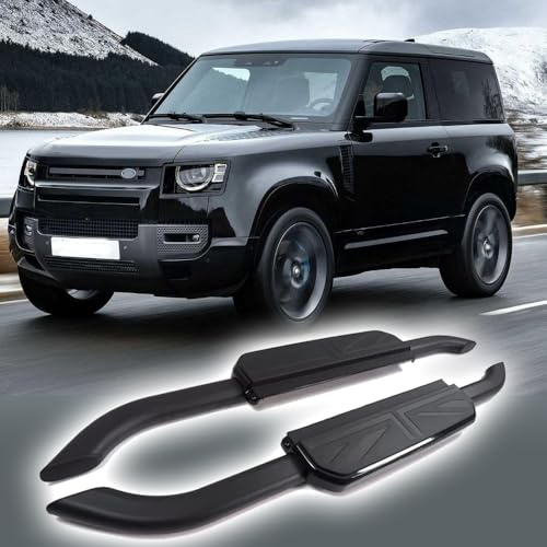 Marchepieds pour Land Rover Defender 90 2020-2026 L663 2 portes | 2 marchepieds latéraux fixes | Nouvelle mise à niveau | Accessoires de voiture noir (style drapeau)