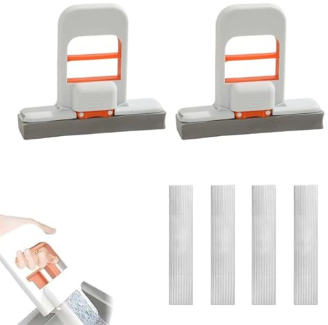 2 pezzi Mini mocio pieghevole da scrivania con 4 spugna di ricambio autoserrante, mo-cios bagnato e asciutto per piccoli spazi, mo-cios in spugna pigro a mani libere, per bagno, cucina, stoviglie