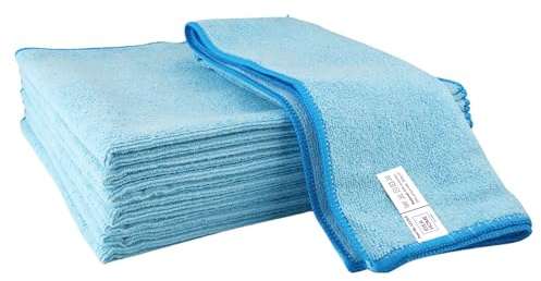 Idea Home Lot de 8 Chiffons en Microfibre XXL 50x60 cm – Lavette de Nettoyage Absorbante et Résistante – Chiffon Multi-Usage sans Traces pour Sol, Cuisine et Salle de Bain, Bleus