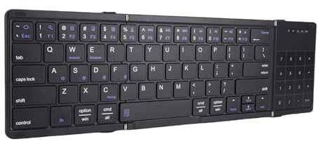 Bewinner Faltbare Bluetooth-Tastatur, Kompakte Tastatur in Voller Größe mit Touchpad und Nummernblock, Ultradünne, Kabellose Reise-Klapptastatur für Tablet-Laptops