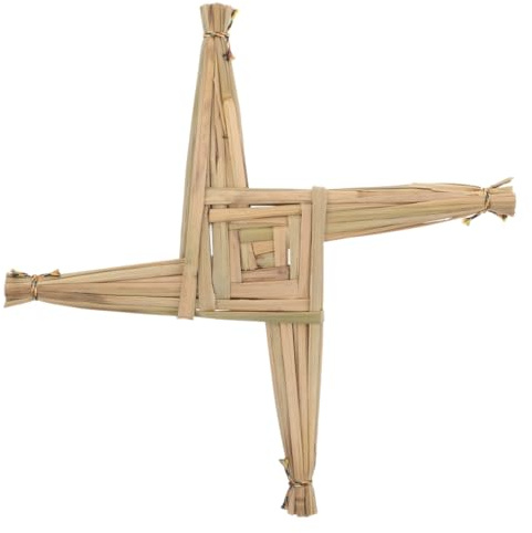 Healeved Cruz de paja tejida a mano irlandesa Pared religiosa tradicional y cruz de mesa de Santa Brigida Bendición espiritual para entrada y granja Patrimonio cultural irlandés
