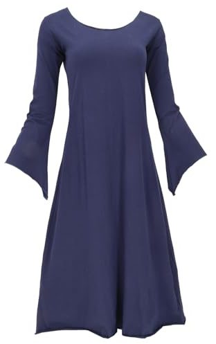 GURU SHOP Schmal geschnittenes Elfenkleid, Mittelalter Kleid | Taillierte Passform, lange Trompetenärmel, eleganter Schnitt, Baumwolle, für jede Saison geeignet, feenhafter Stil