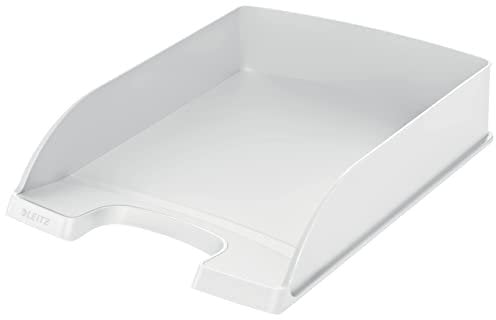 Leitz Briefkorb Standard A4, Briefablage in Premium-Qualität, Stapelbares Ablagefach als Schreibtisch-Organizer, Kombinierbar mit Plus-Serie, Weiß, 52270001