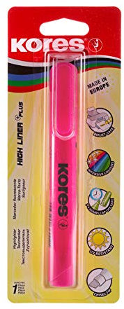 Kores - High Liner Plus : Stylos Surligneurs Fluorescents Roses, Pointe Biseautée et Encre à Base d'Eau, Fournitures Scolaires et de Bureau, Paquet Individuel