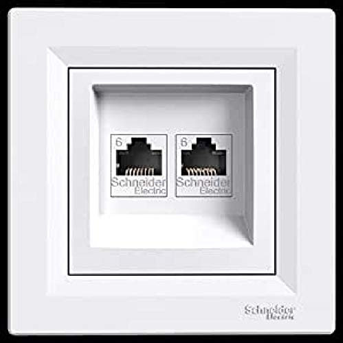 asfora – Caisse ISDN CAT6 2 x RJ45, prises, complet, schneider electric, Blanc, Neuf