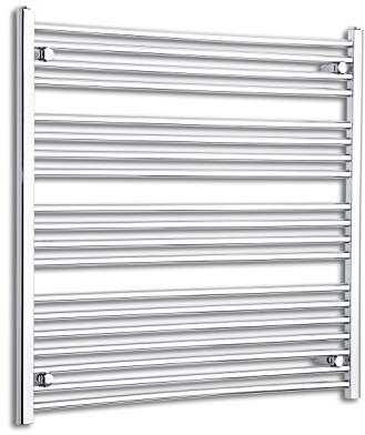 companyblue 900mm Wide Chrome Heated Towel Rail Radiator Flat/Straight Ladder for Stylish Bathroom (900 x 1000 mm)
