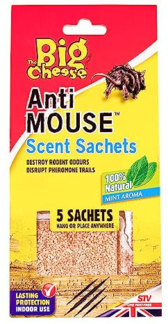 Anti Mouse Scent Sachet - 5-Pack Mouse Deterrent Mint Scented Non-Toxic, Ready-To-Use Place in Food Storage Areas such as Pantries