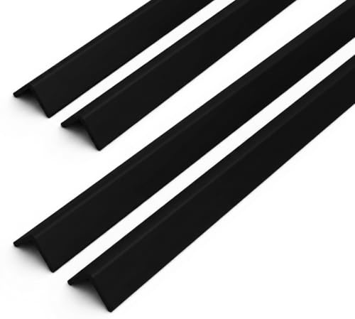 4 x Corner Trim Black 50mm UPVC Plastic Angle - 1 Metre Rigid 90 Degree L-Shape Edge Guard
