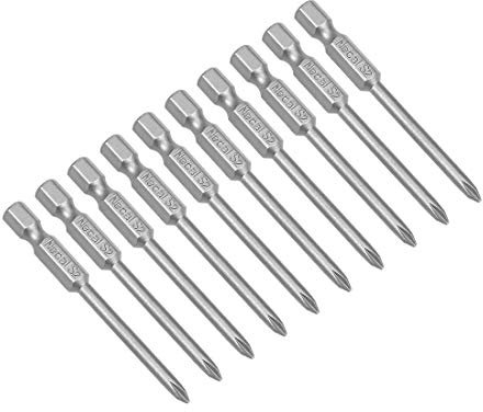 uxcell 10 Pcs 3.5mm PH1 Magnetic Phillips Screwdriver Bits, 1/4 Inch Hex Shank 2.56-inch Length S2 Power Tool