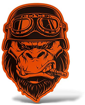 Erreinge® Adesivo Arancio Fluo 20 cm Gorilla Sticker stampato per Auto Moto Parete Paraurti Computer Portatile Bagagli Biciclette