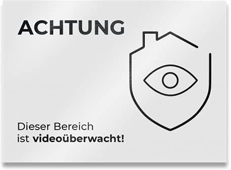 Metzler Edelstahl Hinweisschild in Weiß - Türschild ACHTUNG Dieser Bereich ist videoüberwacht - Pulverbeschichtet RAL9016 matt - Selbstklebend - Größe: 11 x 8 cm