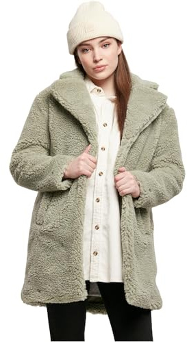 Urban Classics Damen Winter Jacke Ladies Oversized Sherpa Coat Jacket, Mantel mit Haken & Ösen-Verschluss, Größe XS bis 5XL