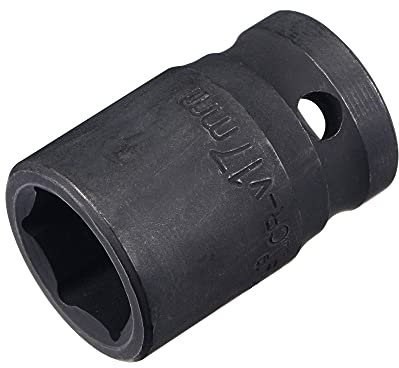 sourcing map 1/2 Drive by 17mm 6-Point Impact Socket, CR-V Steel 1.5 Length, Shallow Metric Sizes