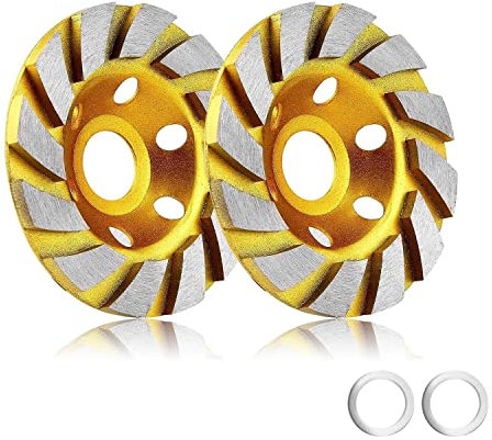 2pcs-4 Inch Concrete Stone Ceramic Turbo Diamond Grinding Cup Wheel,12 Segs Heavy Duty Angle Grinder Wheels for Angle Grinder (Yellow)