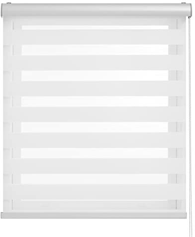 BLINDECOR | Estores Enrollables Noche y Día | Galería Metálica | Fácil Instalación a Pared y Techo | Modelo Luxury Basic | Color Blanco | Medida Estor 200 x 250 cm | Tamaño de la Tela 197 x 245 cm