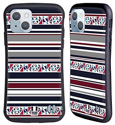 Head Case Designs Blu Scuro E Rosso Strisce Stampate Cover Ibrida Compatibile con Apple iPhone 14
