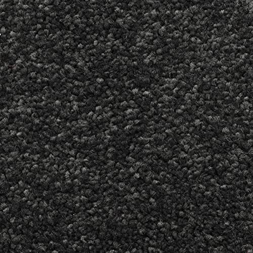 Teppichboden schwarz in 400 cm und 500 cm Breite mit Kräuselvelours Oberfläche weich Auslegware für Wohnzimmer und Esszimmer mit Textilrücken (4 m x 3 m)