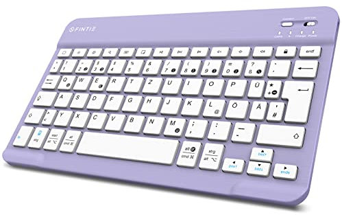 FINTIE Ultradünn Bluetooth Tastatur mit deutschem Layout QWERTZ für iPad Air/Pro/Mini/iPad 10.9/10.2/9.7/iPhone/Samsung/Android, Violett