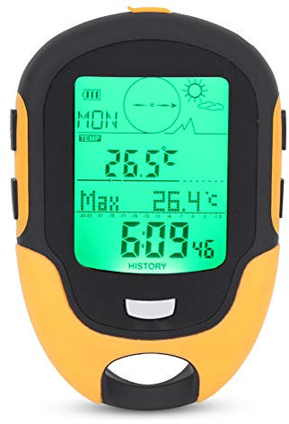 Höhenmesser, Digitaler Wasserdichter Höhenwarnungs Warnkompass für Den Außenbereich/Barometer/Thermometer/Hygrometer/Höhenmesser, Ergonomisches Design für Outdoor, Reisen, Jagd, Camping und Tourismus
