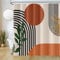 Uiiooazy Tenda Doccia Astratta, Tenda da Doccia Boho Terracotta Foglie Verdi Minimalista Tenda per Doccia Antimuffa Impermeabile Tessuto in Poliestere Lavable Tenda da Bagno con 12 Ganci 240Lx180Acm