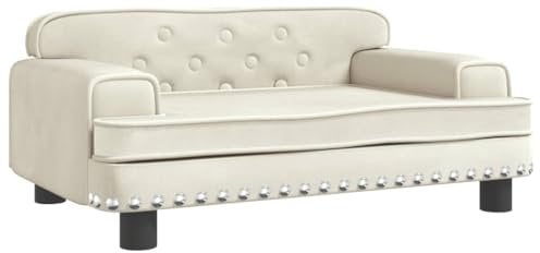 vidaXL Hundebett, Hundekissen mit weicher Polsterung, Hundesofa Hundecouch für kleine Hunde Haustiere, Haustierbett Katzenbett, Creme Samt