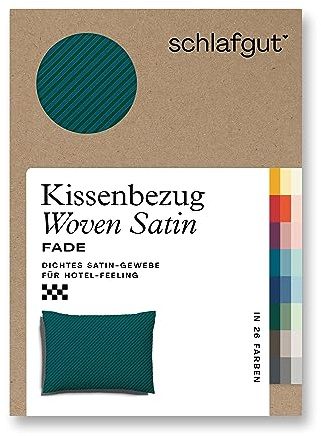 schlafgut Woven Fade Satin Kissenbezug 70x90 cm Red Fade Deep gestreift in Premium Hotelqualität, Kopfkissenbezug einzeln mit 100% weicher Baumwolle