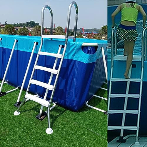 BOTOWI 52 Inch High Swimming Pool Ladder 4 Steps Pool Ladder Load 500 Lb Ladder for Above Ground Inground, Stainless Steel Pool Ladder with Extra Large Non Slip Step Treads