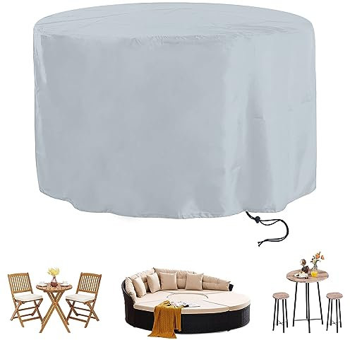 Housse pour Meubles de Jardin Ronde,420D Oxford Housse Salon de Jardin,Housse Mobilier Jardin Exterieur,Housse de Protection Table de Jardin Ronde,Imperméable,Coupe-Vent,Anti-UV,60x40cm,Gris