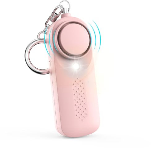 Qoosea Persönlicher Alarm Taschenalarm mit 130dB Notfall Safesound Persönlicher Sicherheitsalarme Schlüsselanhänger mit LED-Licht Polizei Genehmigte Alarm für Kinder Frauen Ältere Studenten(Rosa)