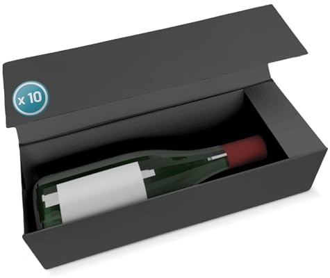 Verpackungswelt Geschenk-Box für Flaschen | 34x9x9 cm | Karton Mit Deckel, Inlay & Magnet-Verschluss | Ideal für Geburtstag, Hochzeit, Weihnachten, Einzug | Verpackung in Schwarz