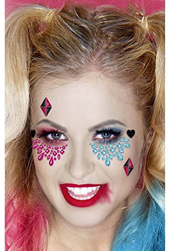 horror-shop Bunte Harlekin Superheldin Make-Up Aufkleber