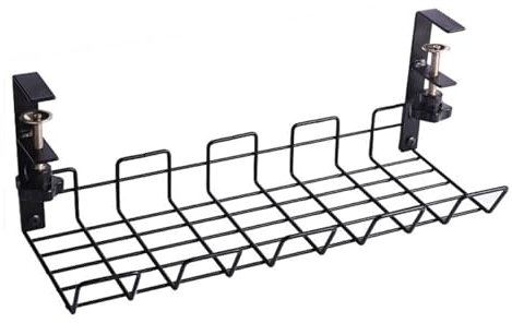 MAXPERKX Under Desk Cable Management Tray Cord Holder Storage Office Home Wire Race Organizer Basket Tidy Cable Concealer Raceway screw-free mounting for cables, chargers, extension leads