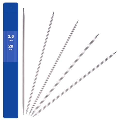 5 Stück Nadelspiel 3.5 mm Edelstahl Stricknadeln Set Sockennadeln für Mützen Socken Handschuhe Hüte Schals Haustier Pullover Doppelspitzen Knitting Needles,Anfänger,Glatt,Robust und Langlebig