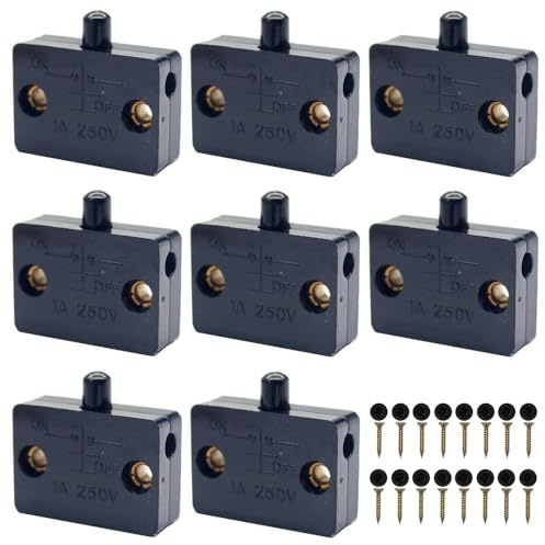 8 interruptores negros para armario, interruptor de control automático de 1 A 250 V para armarios, estanterías, zapateros