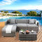 LIFERUN Rattan Gartenmöbel-Set,Lounge Gartenmöbel Set,Gartenlounge Set,Terrassenmöbel,Rattanmöbel Sofa Set,Poly Rattan Sitzgruppe Couch 5 Teilig mit Kissen und Glastisch,für Garten,Terrasse (Grau)