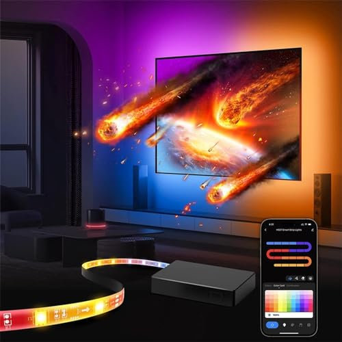 Cambio De Luces Led, TV LED Luz De Fondo Sincronización De Música RGB Color Led Lights Para TV Con HDMI Sync Box, App De Control De TV Led Franja De Luces De Sincronización ( Size : 75inch Four Sides