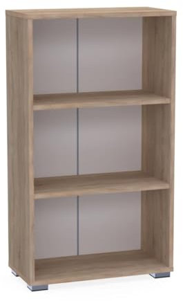 Bracia Mebelek Regal Sonoma Eiche 60 cm Breit - Bücherregal Holz – Büromöbel 60x30x106cm – Bücherschrank 3 Fächer – Büro Ordnerregal