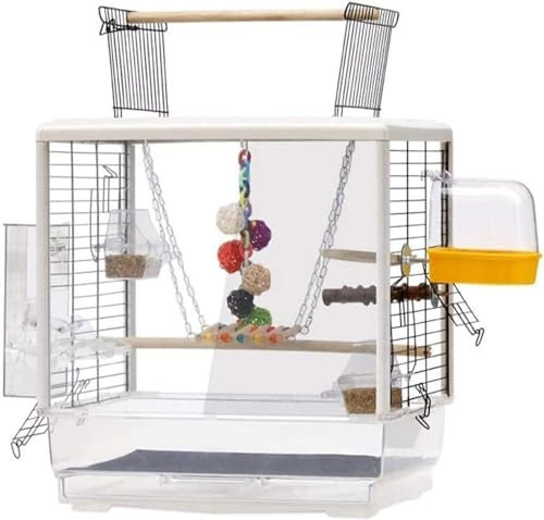 DLAZUM Professioneller Vogelkäfig für Haustiere, Vogelträger, Gartendekoration, Vogelhäuschen, kleine Vögel, Reisekäfig, Haustierheim, Oben offener Vogelkäfig für Wellensittiche, 61 cm hoch, dekora