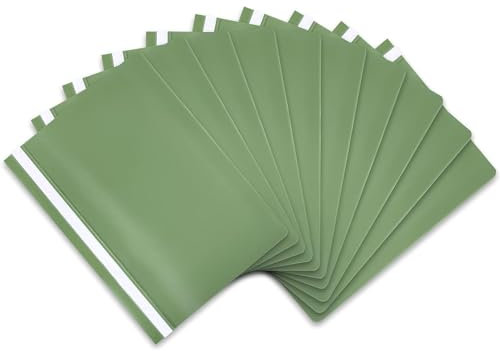itenga 10er Pack Schnellhefter A4 Plastik stabil PP Kunststoff Sicht Hefter Mappe genarbt (hellgrün)