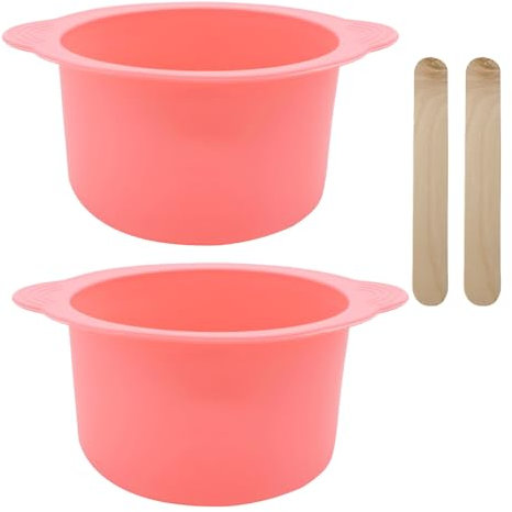 Doublure chauffe-cire en silicone avec 2 bâtonnets de cire, kit de cire réutilisable pour cire chaude, pot intérieur, non collant, résistant à la chaleur (rose)