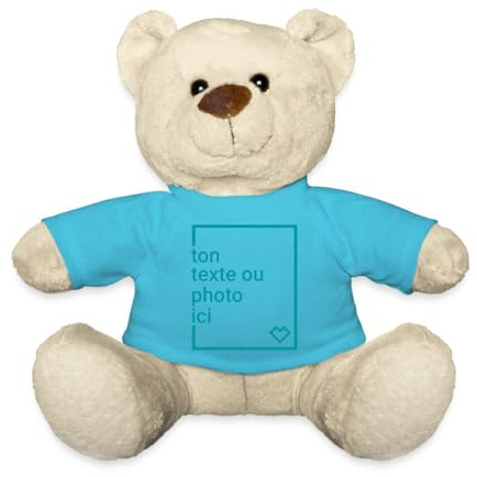 Spreadshirt Créez Votre Propre Nounours Personnalisé avec Texte Ou Photo Imprimée Nounours, Taille Unique, Bleu Outremer