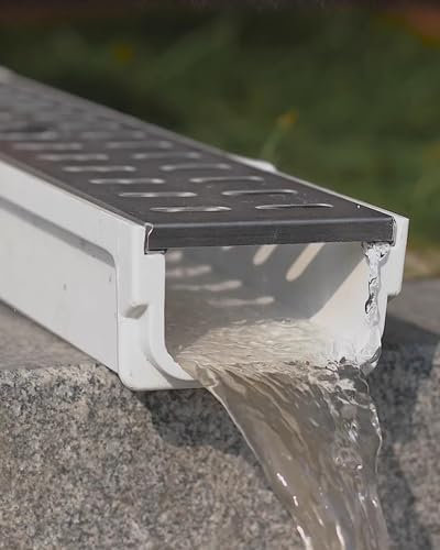 Griglia Scolo Canaletta di Scarico Carrabile con Griglia in Acciaio Inox, Sistema di Drenaggio Della Fossa di Lunghezza 100 cm, Canale di Drenaggio Interno Ed Esterno per Pavimenti Garage(Size:25x25cm