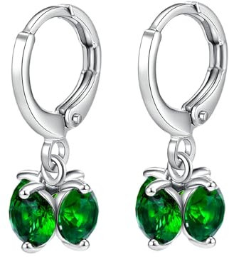 Tropfen Ohrringe Kupfer, Ohrringe Grün mit Grünem, Rundem Zirkonia Ohrringe Damen 21 x 8 mm