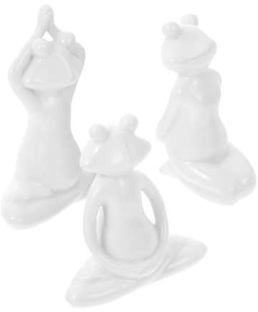 Yardenfun Entzückende Yoga-frösche 3 STK Keramikfiguren Für Home Party Dekorationen Zufälliger Stil
