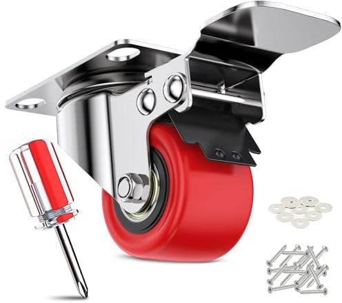 COOWOO Lenkrollen 4 Stück Transportrollen mit Sicherheitsverriegelung 38mm Räder für Möbel geräuschlose Schwerlast Räder mit Polyurethan-Gummibeschichtung